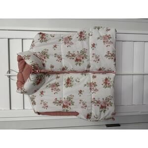 Altar'd State Stella Floral Puffer Vest in ivory and pink size XL
